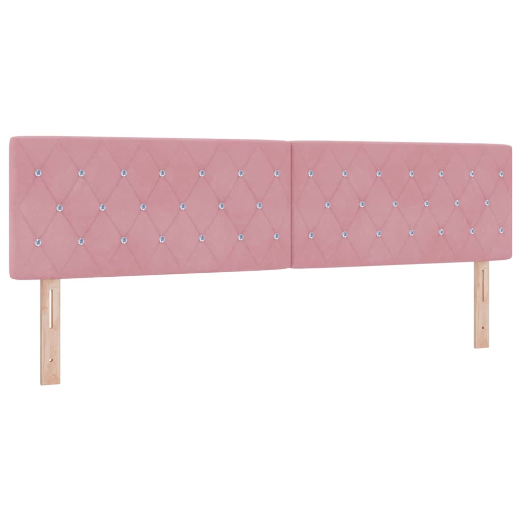 Letto a molle con materasso Rosa 200 x 180 cm Velluto