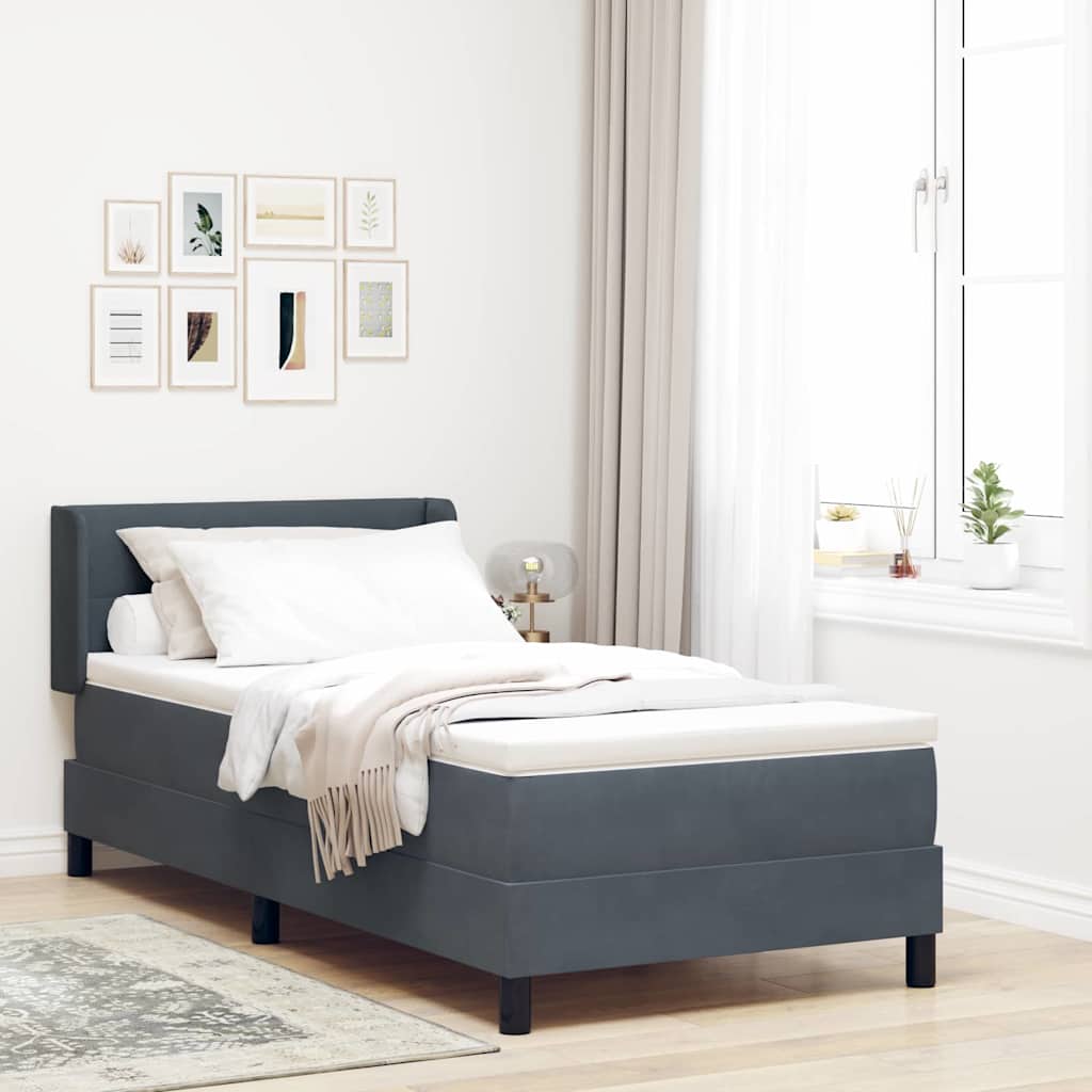 Letto a molle con materasso Grigio scuro 200 x 80 cm Velluto