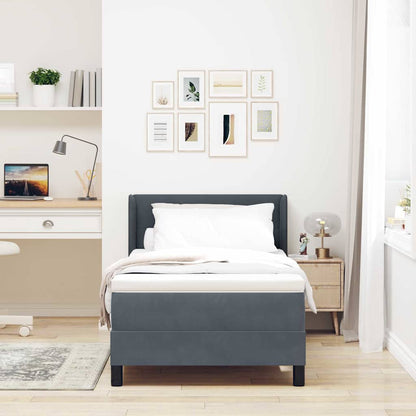 Letto a molle con materasso Grigio scuro 200 x 80 cm Velluto