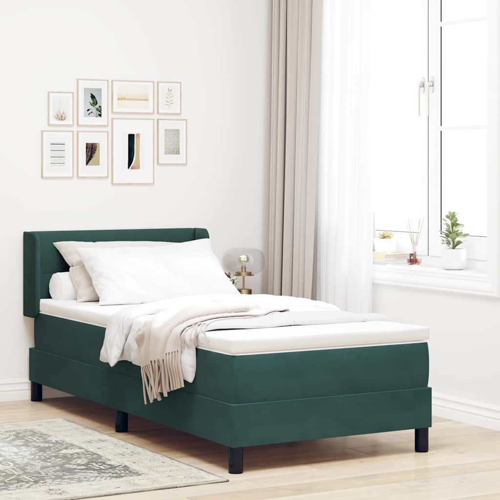 Letto a molle con materasso Verde Scuro 200 x 80 cm Velluto