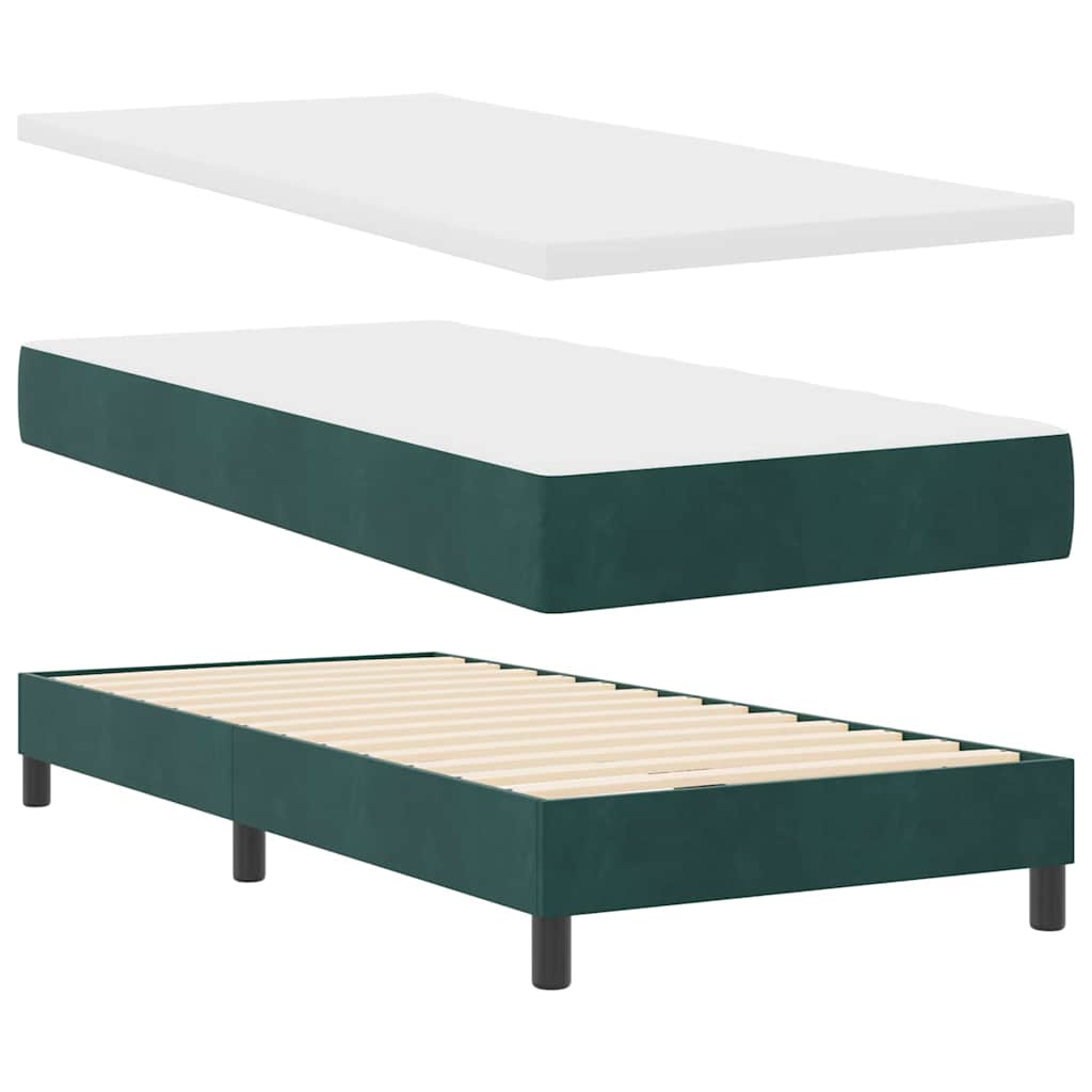 Letto a molle con materasso Verde Scuro 200 x 80 cm Velluto