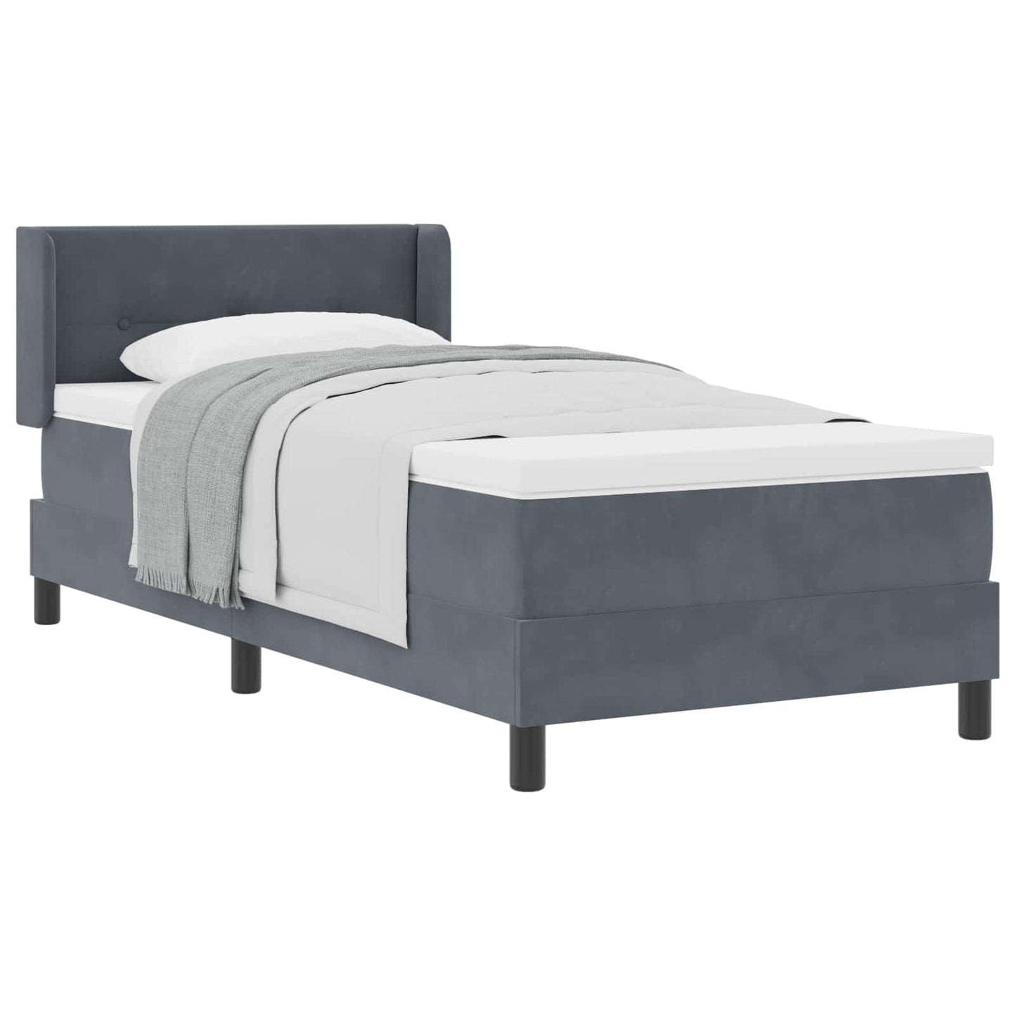 Letto a molle con materasso Grigio scuro 190 x 90 cm Velluto
