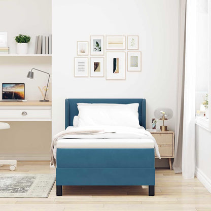 Letto a molle con materasso Blu Scuro 190 x 90 cm Velluto