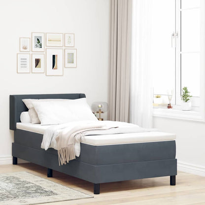 Letto a molle con materasso Grigio scuro 200 x 100 cm Velluto