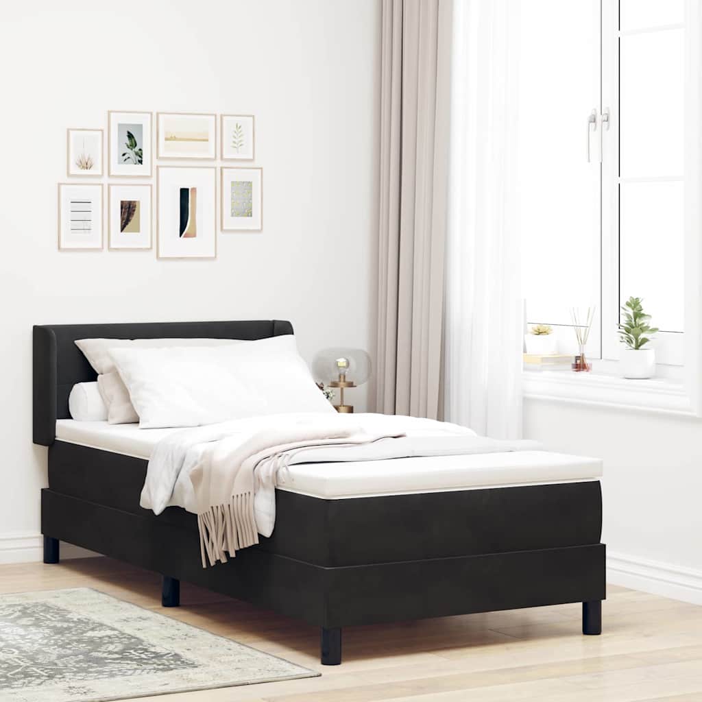 Letto a molle con materasso Nero 200 x 100 cm Velluto