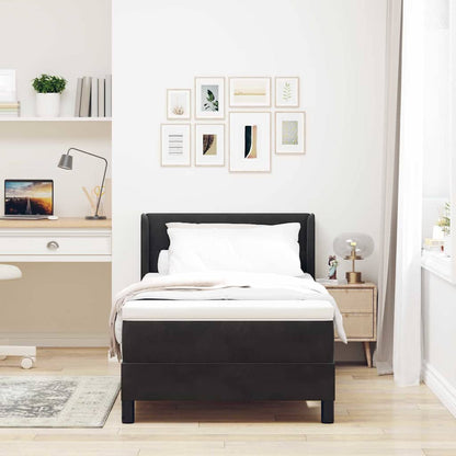 Letto a molle con materasso Nero 200 x 100 cm Velluto