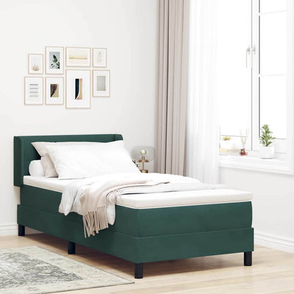 Letto a molle con materasso Verde Scuro 200 x 100 cm Velluto