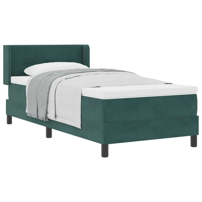 Letto a molle con materasso Verde Scuro 200 x 100 cm Velluto