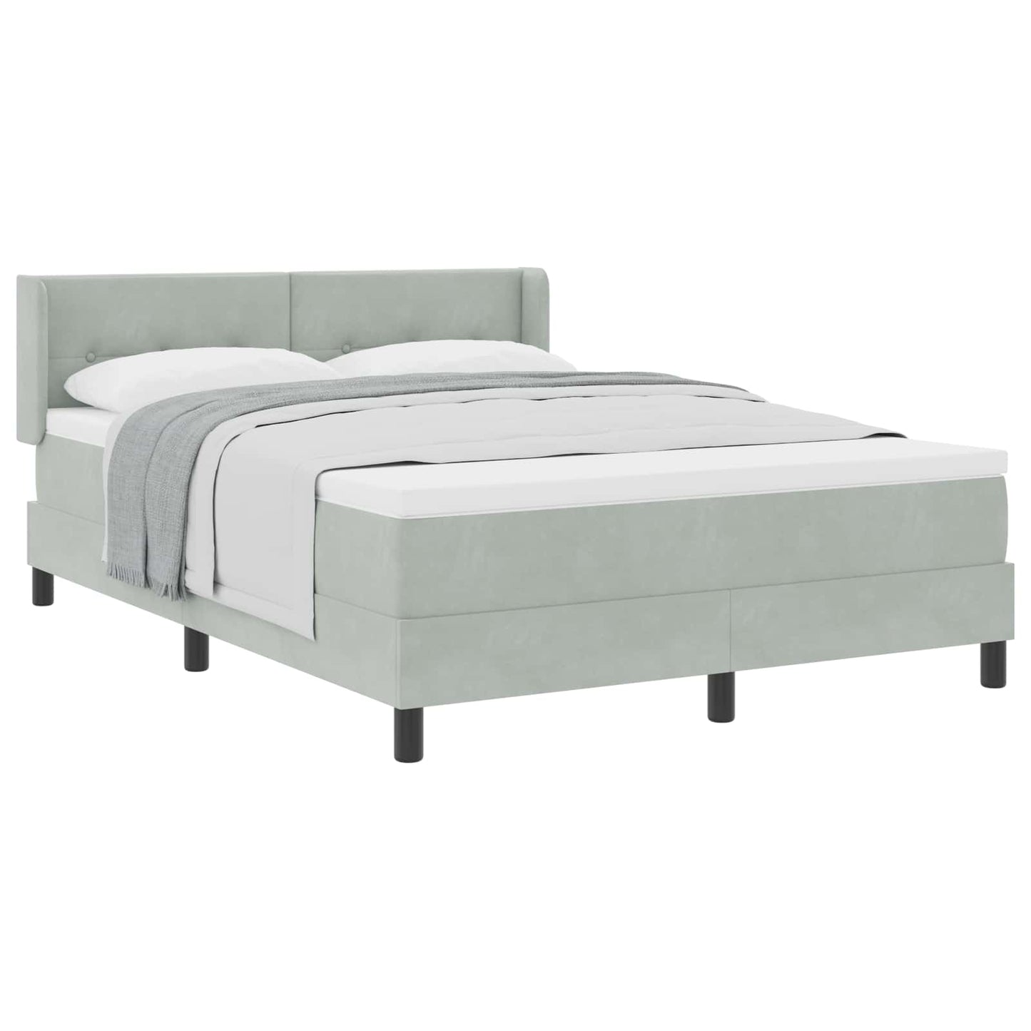 Letto a molle con materasso Grigio chiaro 190 x 140 cm Velluto
