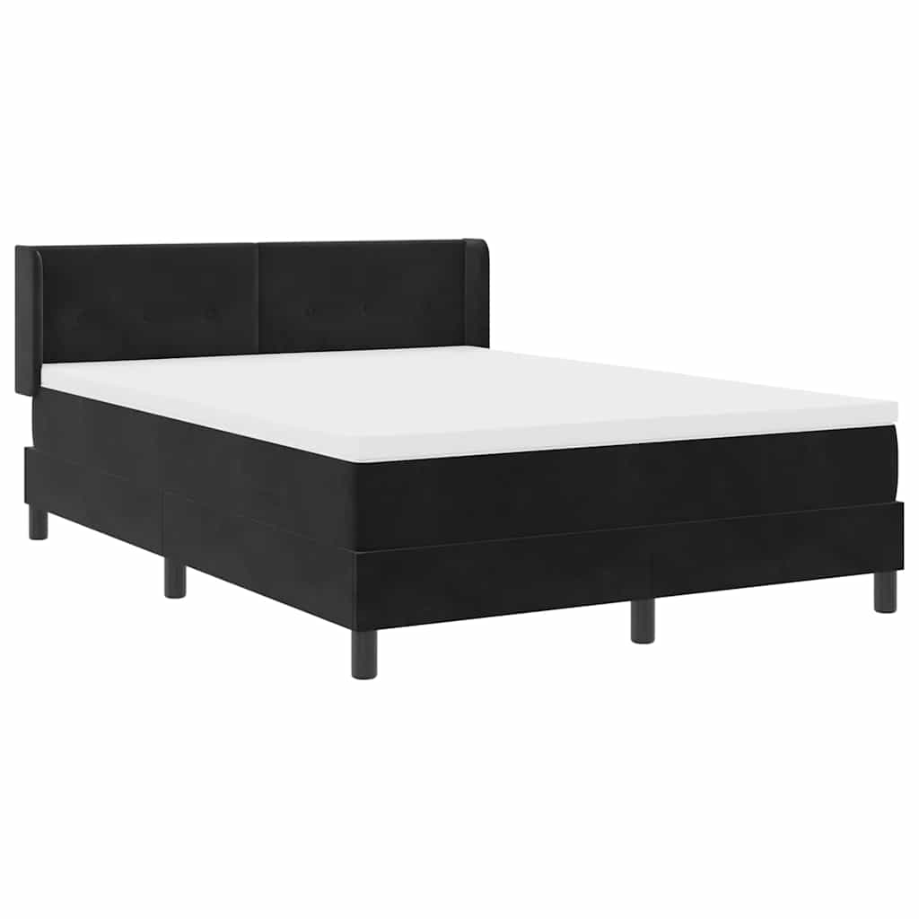 Letto a molle con materasso Nero 190 x 140 cm Velluto