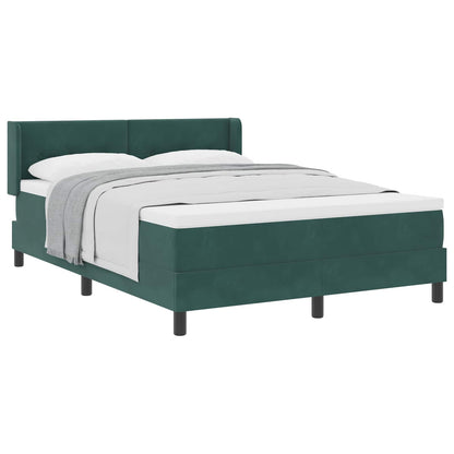 Letto a molle con materasso Verde Scuro 190 x 140 cm Velluto