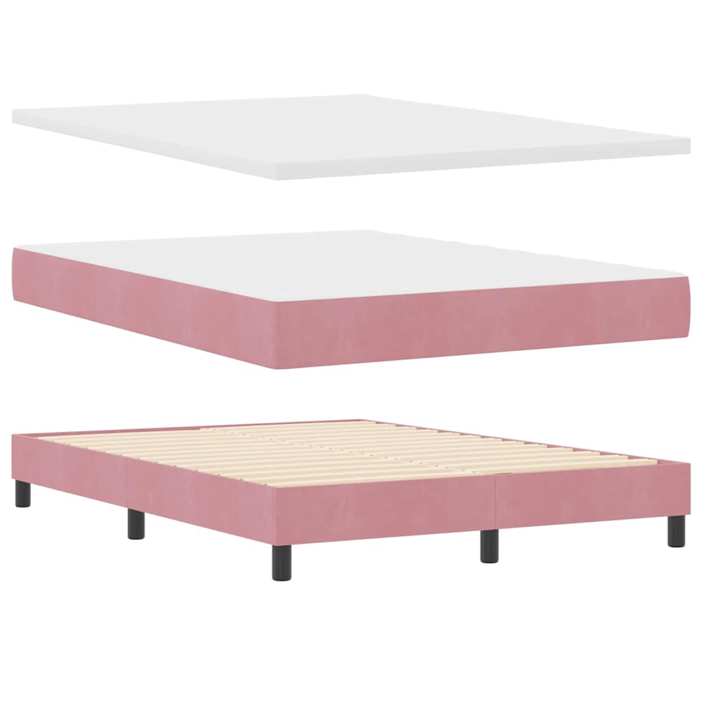 Letto a molle con materasso Rosa 190 x 140 cm Poliestere