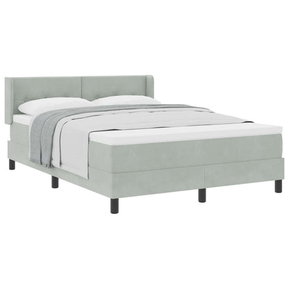 Letto a molle con materasso Grigio chiaro 200 x 140 cm Velluto