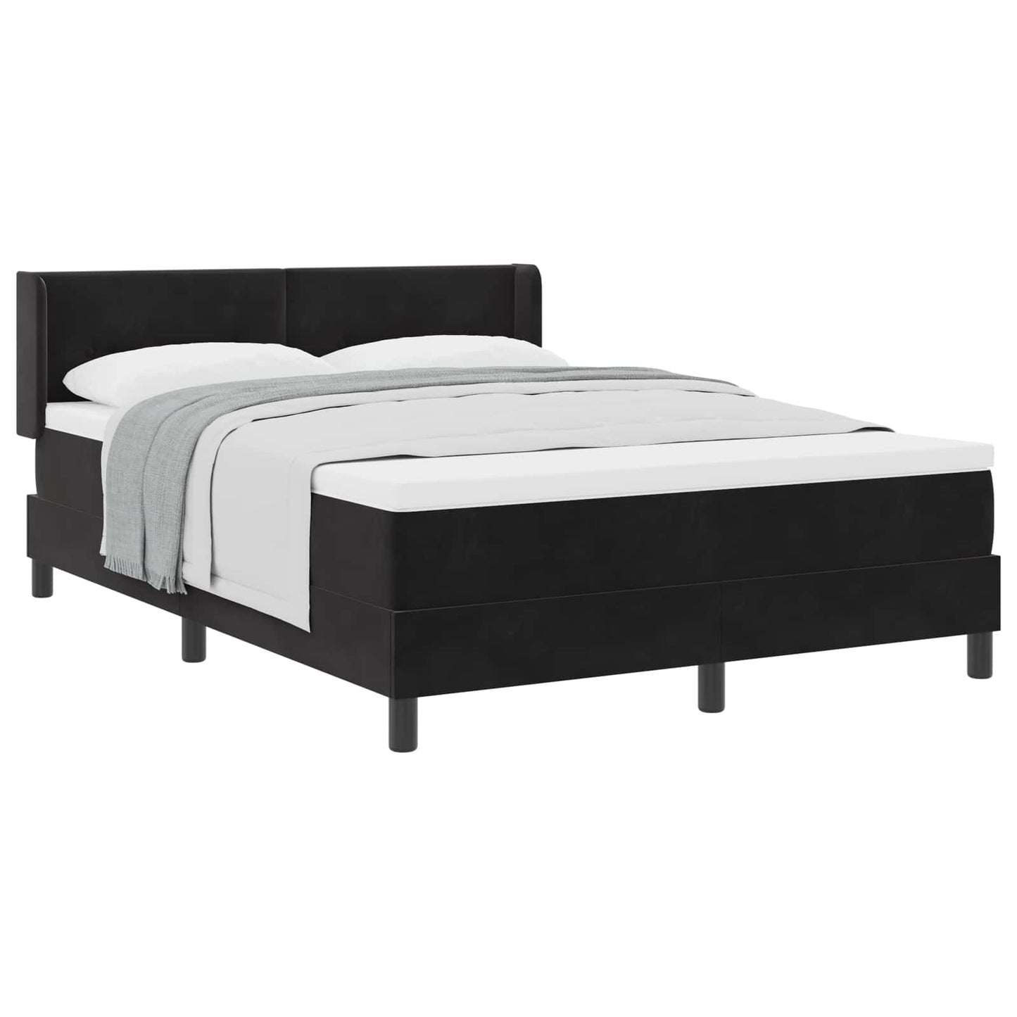 Letto a molle con materasso Nero 200 x 140 cm Velluto