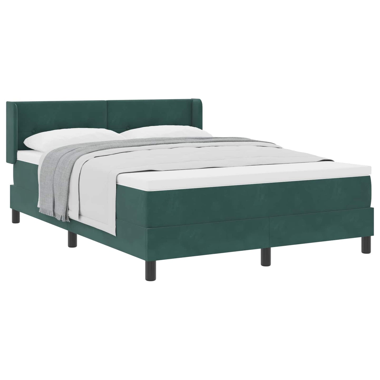 Letto a molle con materasso Verde Scuro 200 x 140 cm Velluto