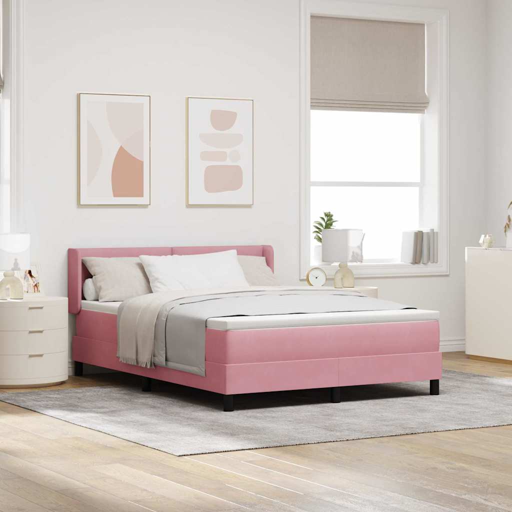 Letto a molle con materasso Rosa 200 x 140 cm Poliestere