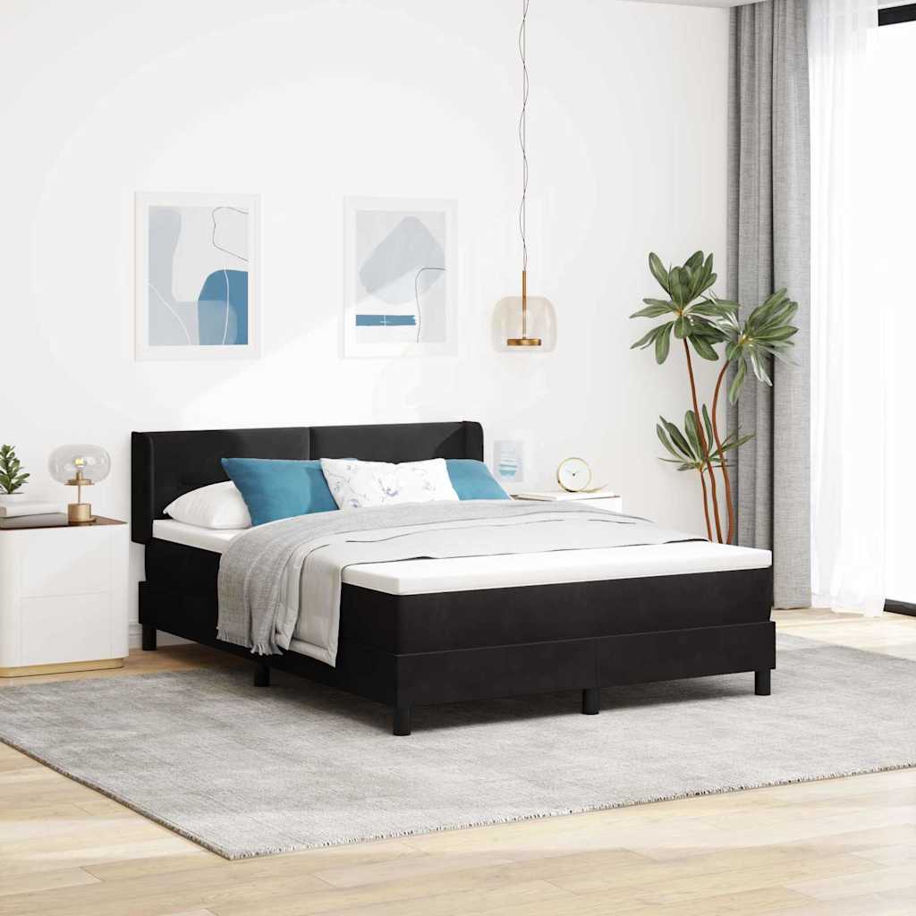 Letto a molle con materasso Nero 200 x 160 cm Poliestere