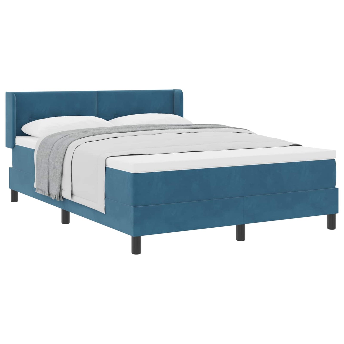 Letto a molle con materasso Blu Scuro 200 x 160 cm Velluto