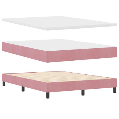 Letto a molle con materasso Rosa 200 x 160 cm Velluto