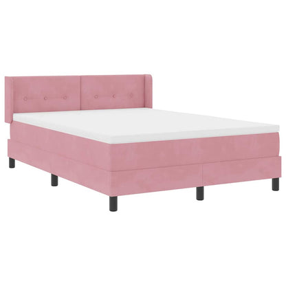 Letto a molle con materasso Rosa 200 x 160 cm Velluto