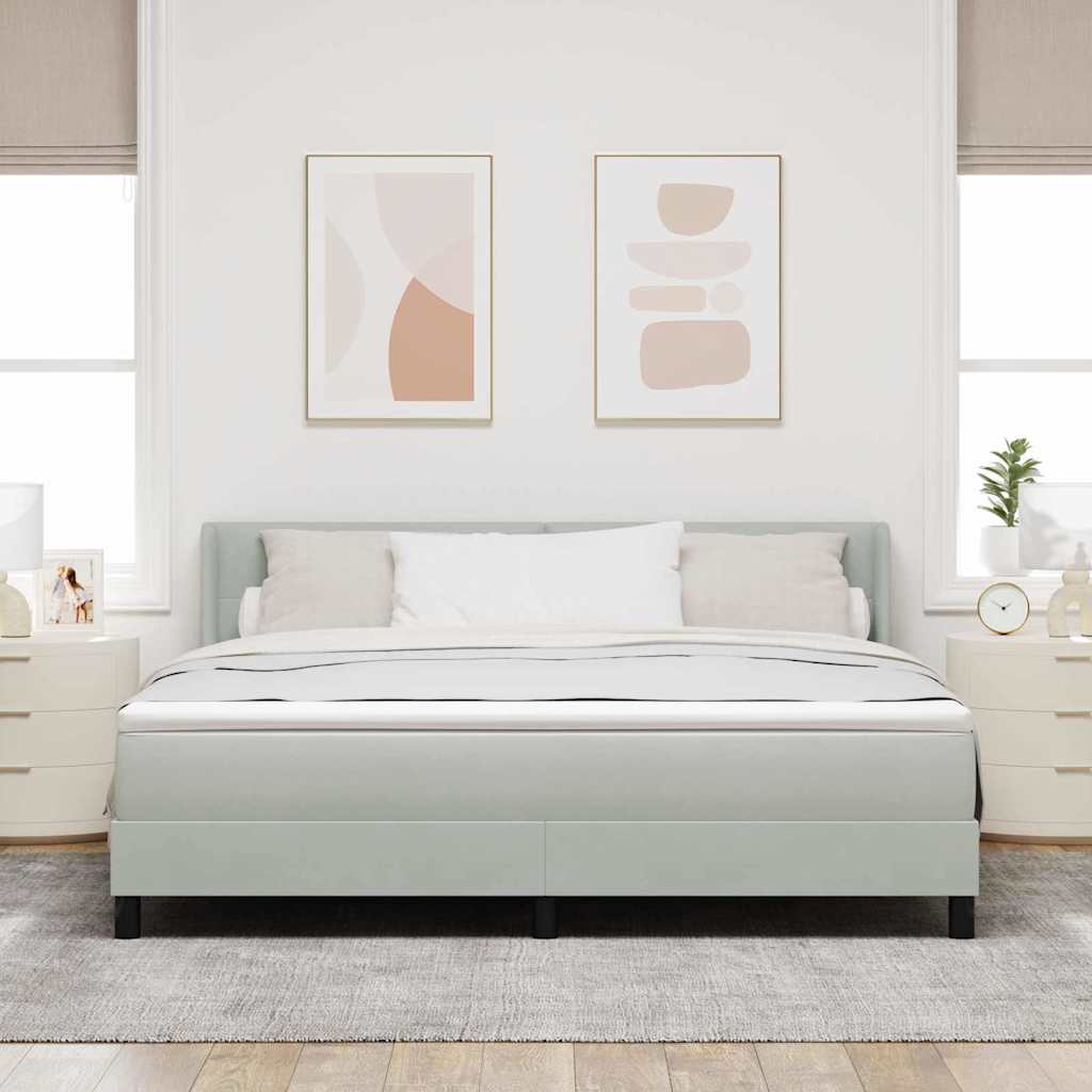 Letto a molle con materasso Grigio chiaro 200 x 180 cm Velluto