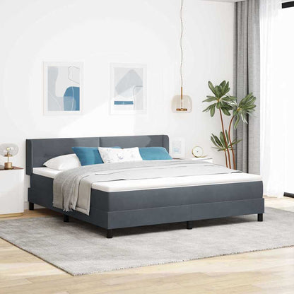 Letto a molle con materasso Grigio scuro 200 x 180 cm Velluto