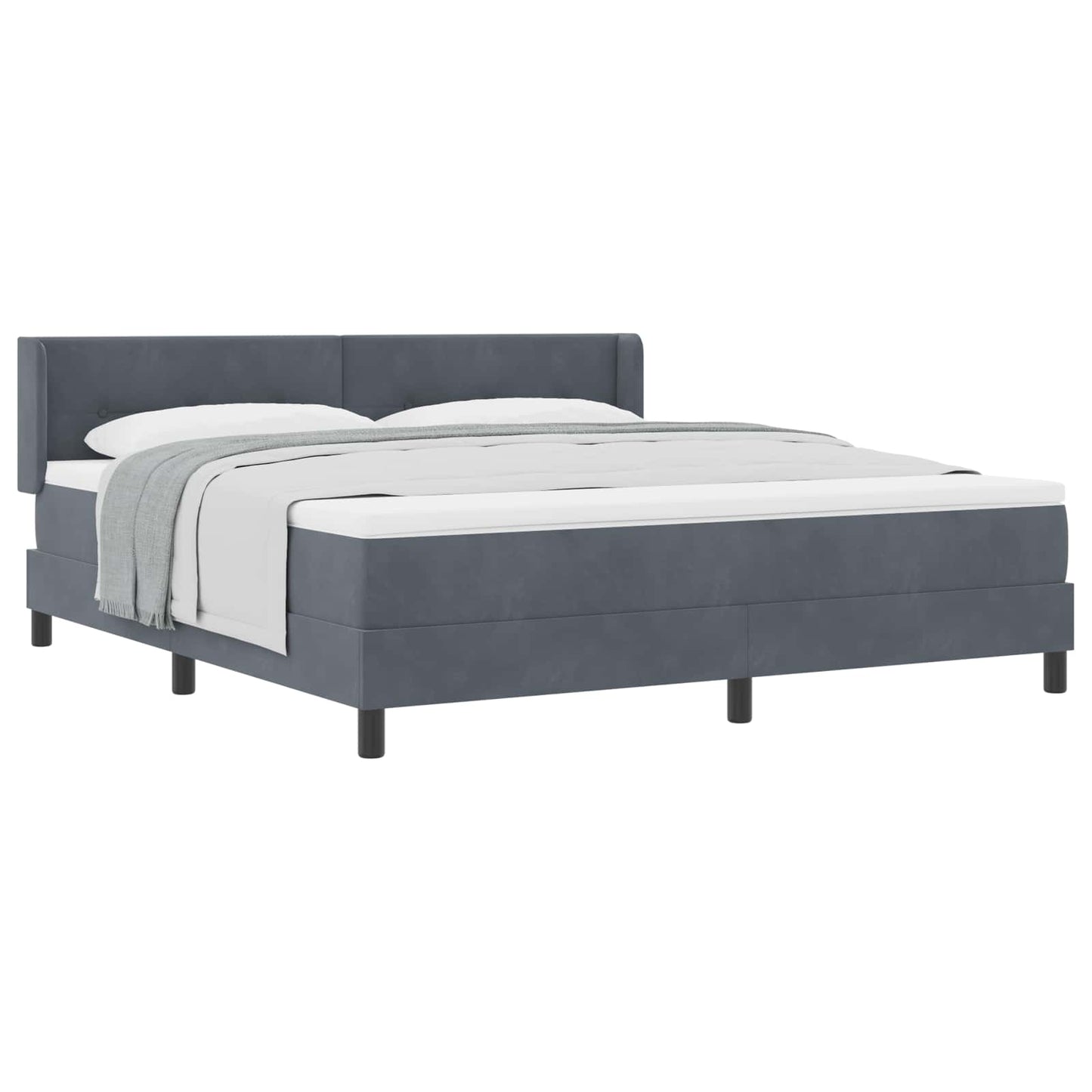 Letto a molle con materasso Grigio scuro 200 x 180 cm Velluto