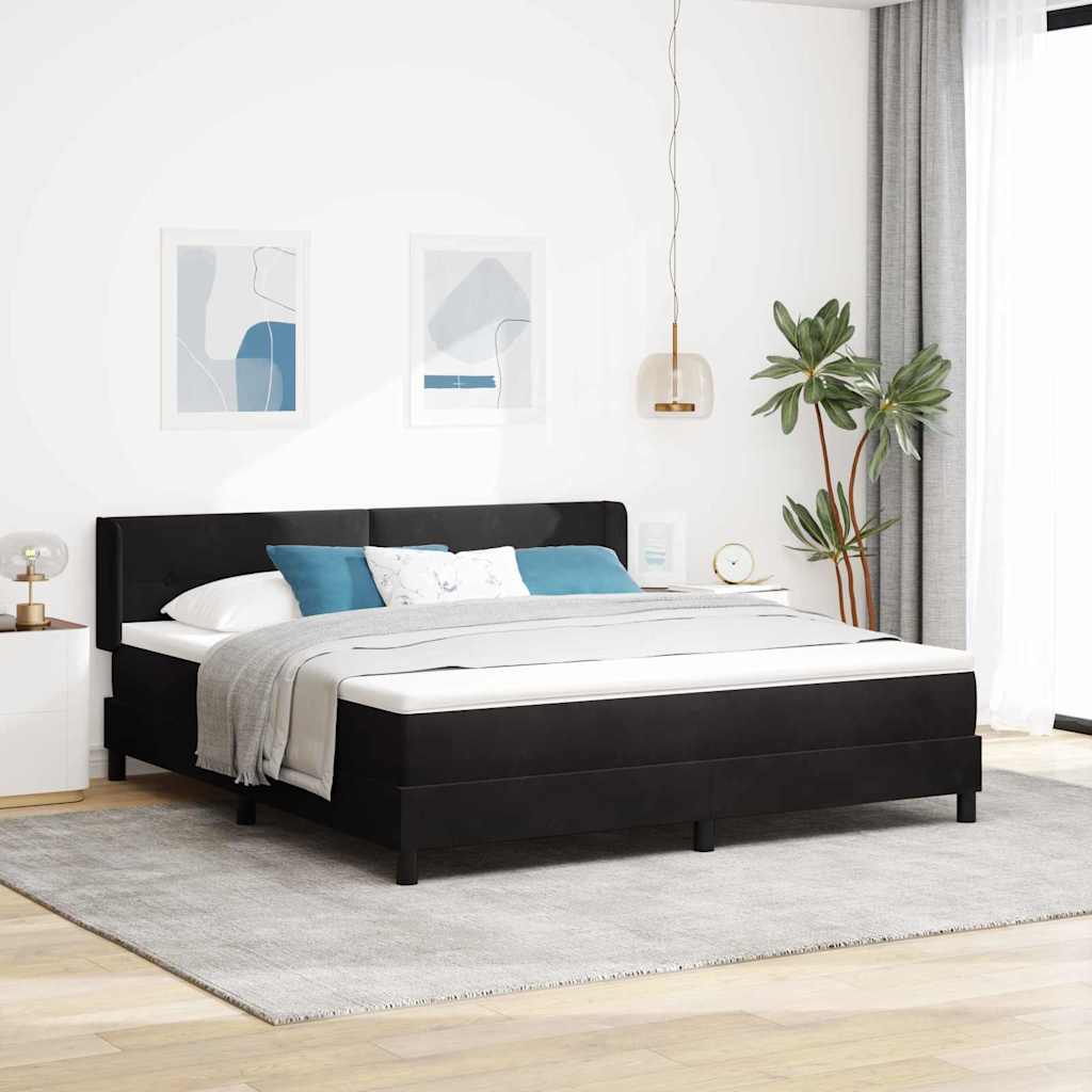 Letto a molle con materasso Nero 200 x 180 cm Velluto