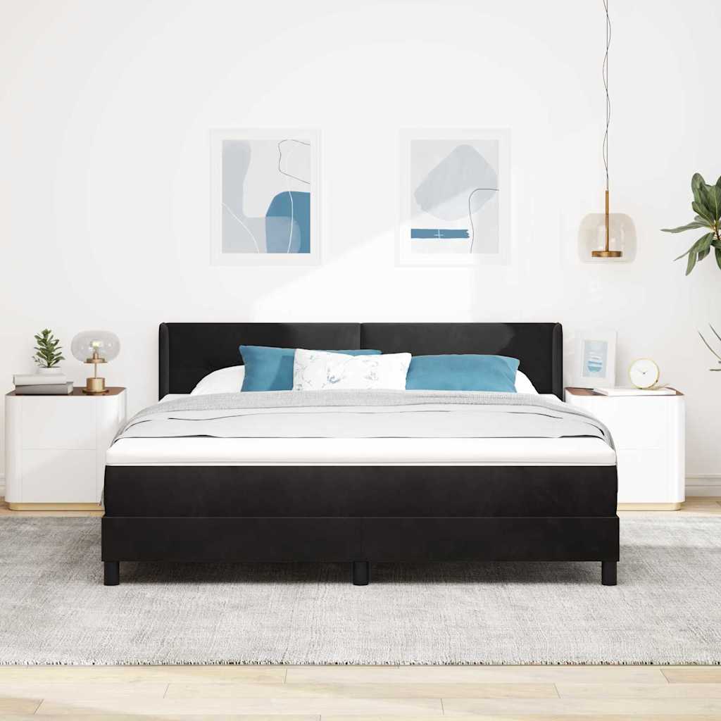 Letto a molle con materasso Nero 200 x 180 cm Velluto