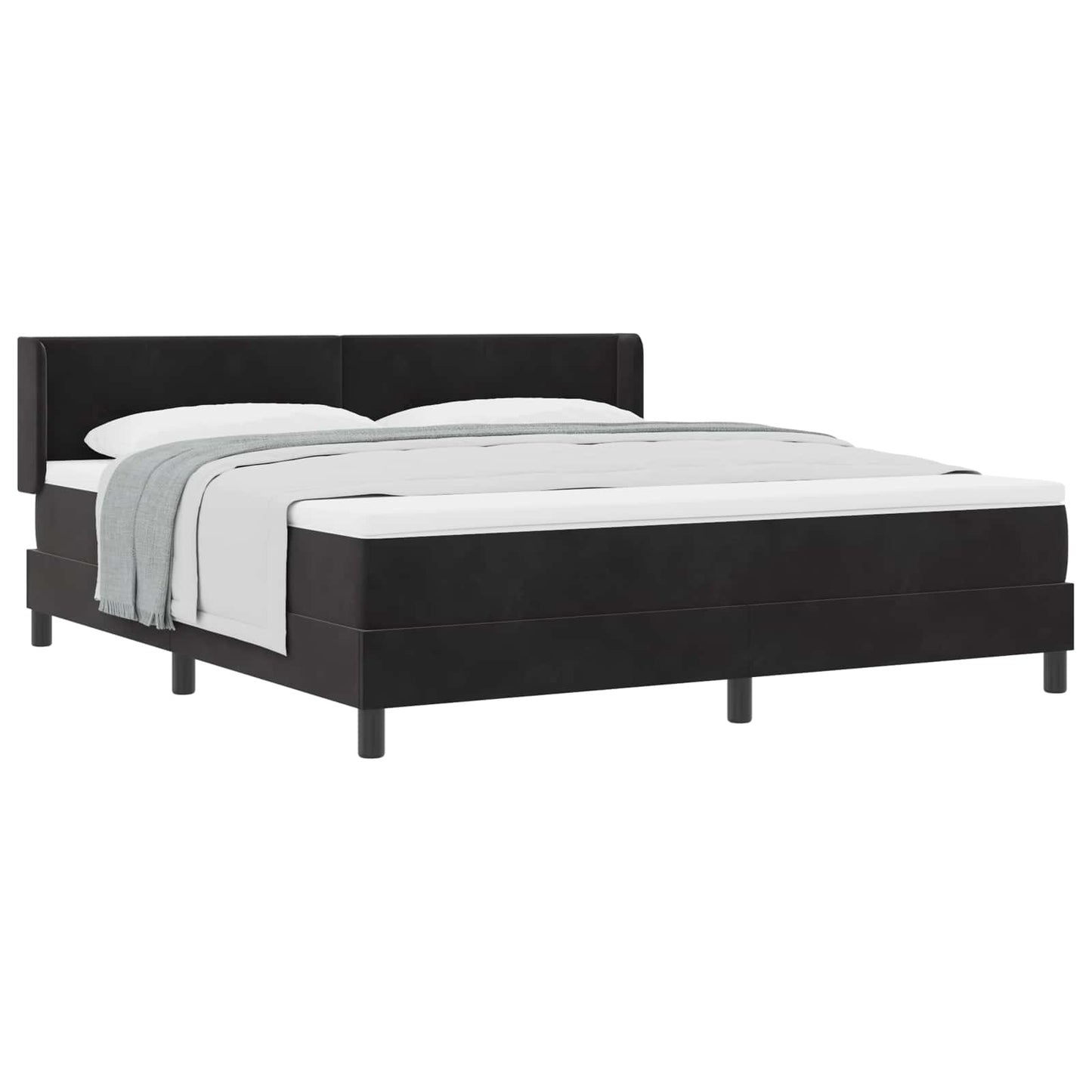 Letto a molle con materasso Nero 200 x 180 cm Velluto
