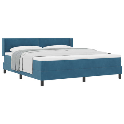 Letto a molle con materasso Blu Scuro 200 x 180 cm Velluto
