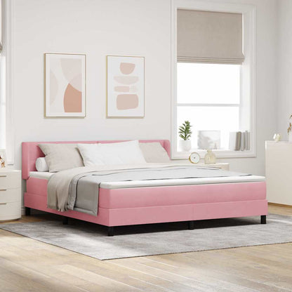 Letto a molle con materasso Rosa 200 x 180 cm Velluto