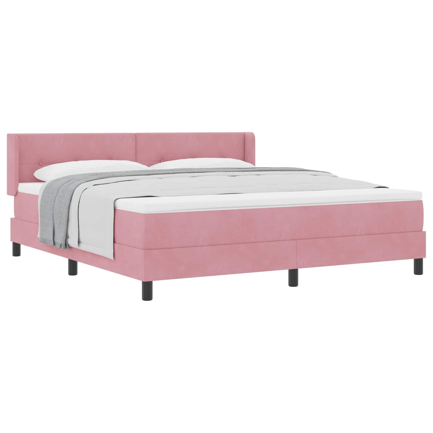Letto a molle con materasso Rosa 200 x 180 cm Velluto