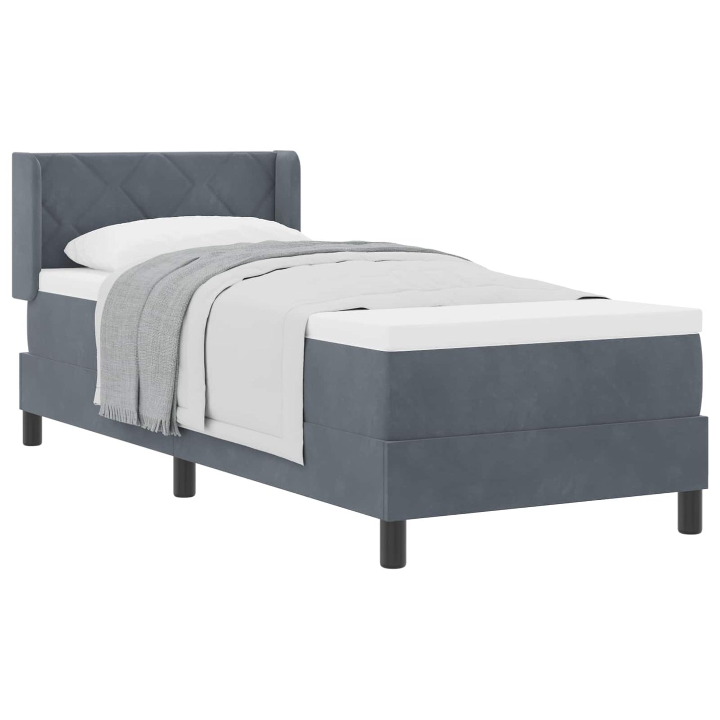 Letto a molle con materasso Grigio scuro 200 x 80 cm Poliestere