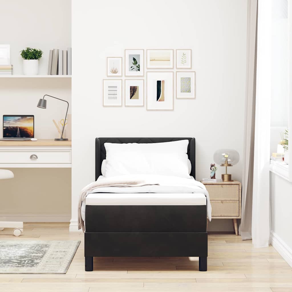 Letto a molle con materasso Nero 200 x 80 cm Poliestere