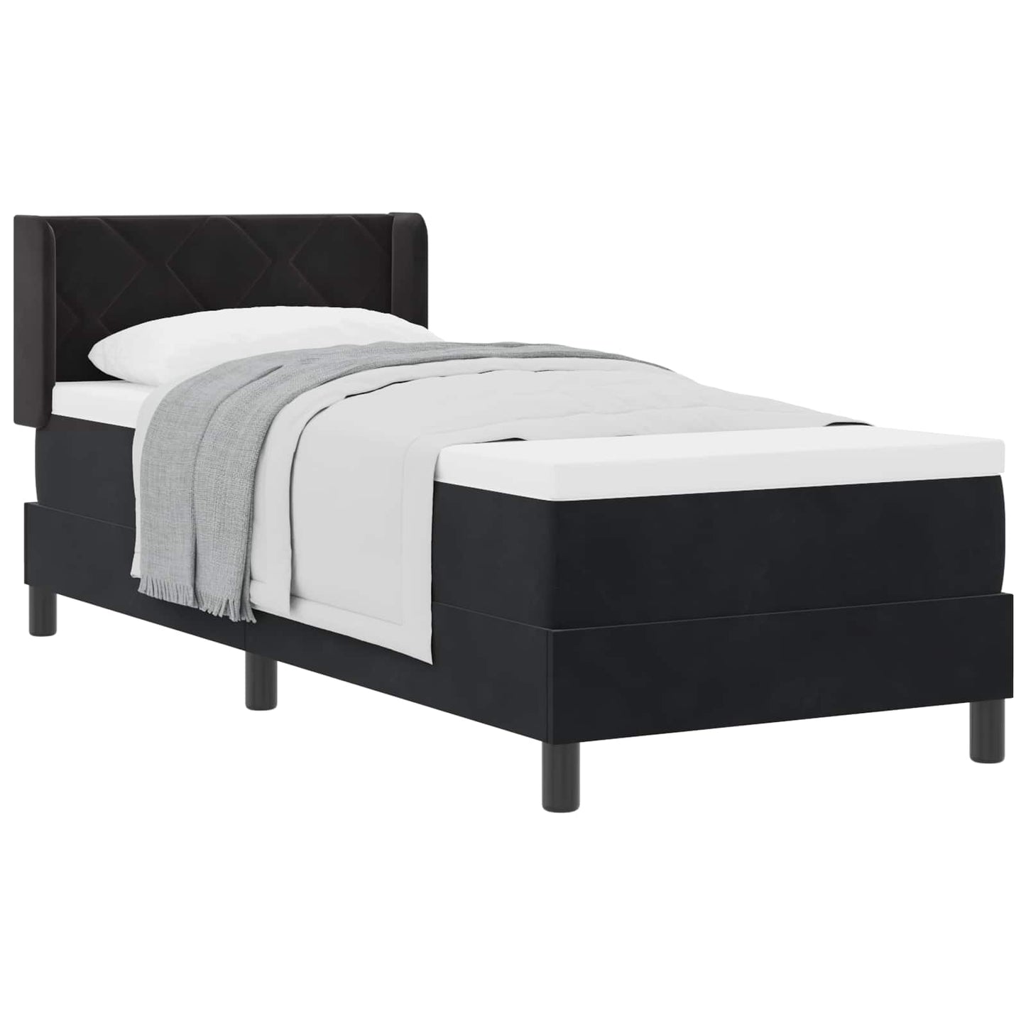 Letto a molle con materasso Nero 200 x 80 cm Poliestere