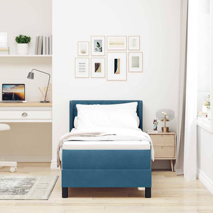 Letto a molle con materasso Blu Scuro 200 x 80 cm Poliestere