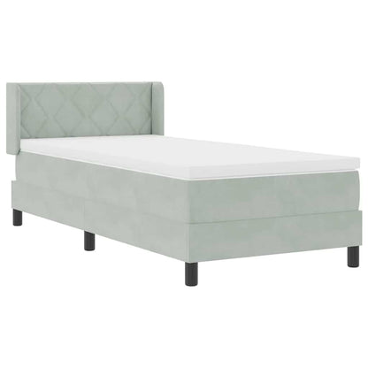 Letto a molle con testiera Grigio chiaro 190 x 90 cm Poliestere