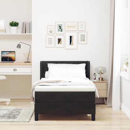 Letto a molle con materasso Nero 190 x 90 cm Poliestere