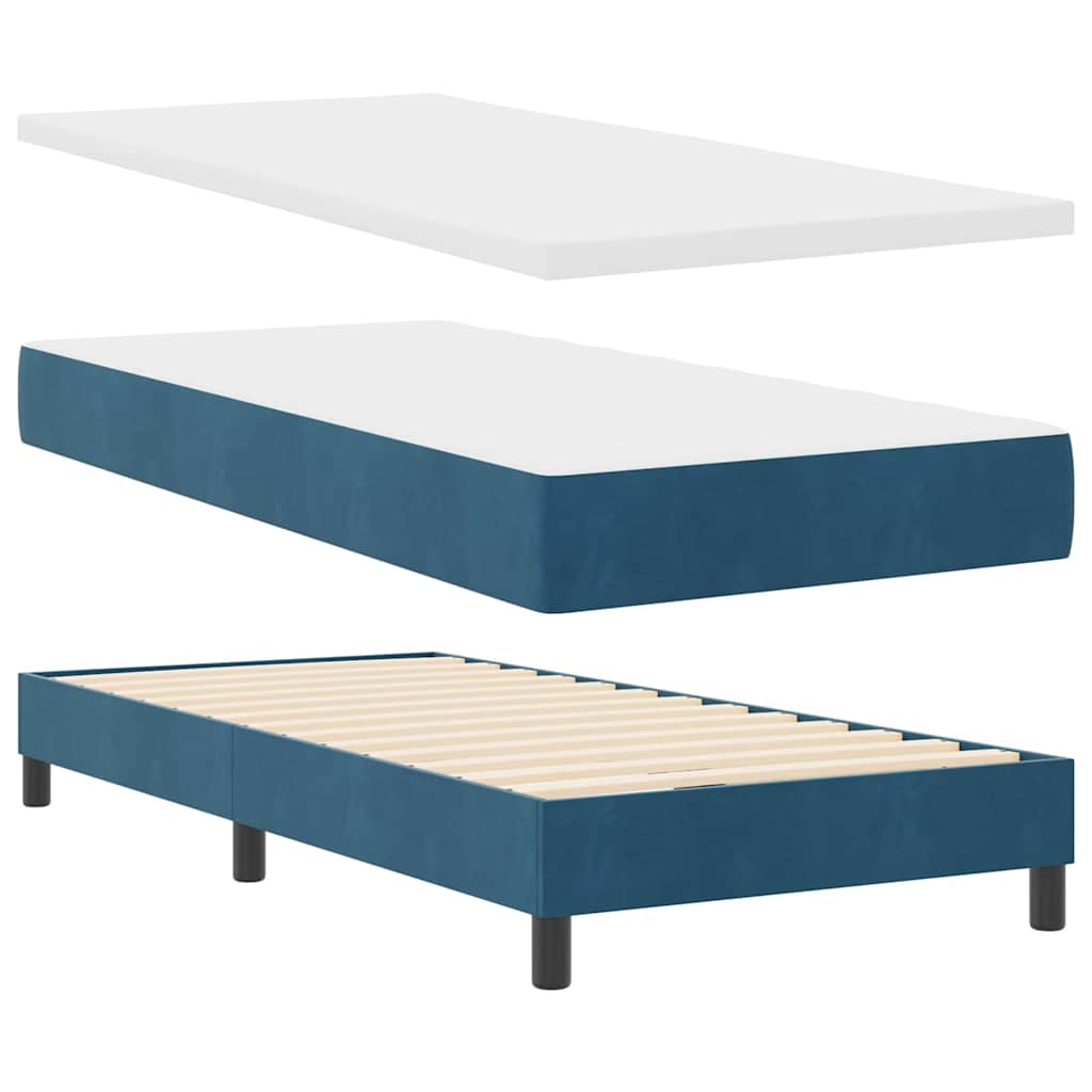 Letto a molle con materasso Blu Scuro 190 x 90 cm Poliestere
