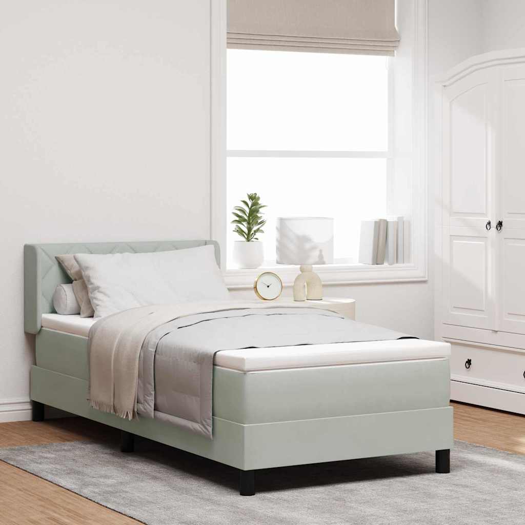 Letto a molle con testiera Grigio chiaro 200 x 90 cm Poliestere