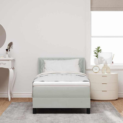 Letto a molle con testiera Grigio chiaro 200 x 90 cm Poliestere