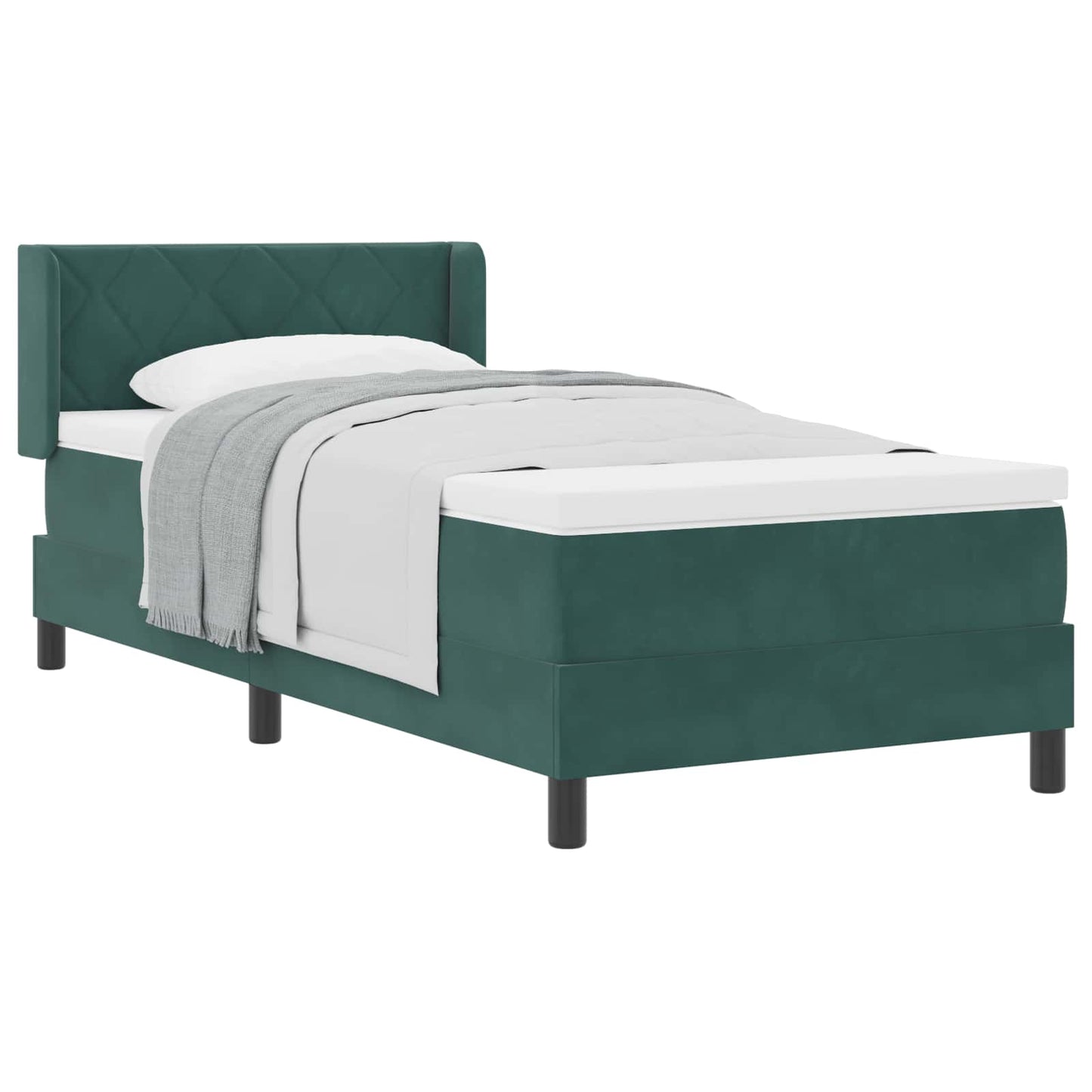 Letto a molle con materasso Verde Scuro 200 x 90 cm Poliestere