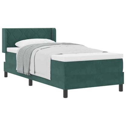 Letto a molle con materasso Verde Scuro 200 x 90 cm Poliestere