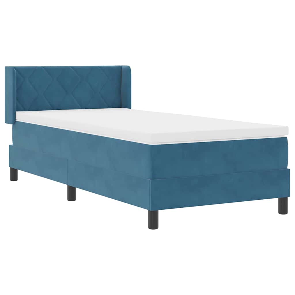 Letto a molle con materasso Blu Scuro 200 x 90 cm Poliestere