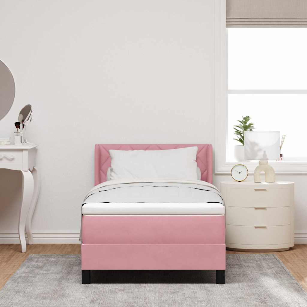 Letto a molle con materasso Rosa 200 x 90 cm Poliestere