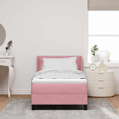 Letto a molle con materasso Rosa 200 x 90 cm Poliestere