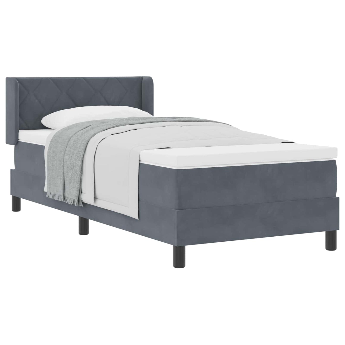 Letto a molle con testiera Grigio scuro 200 x 100 cm Poliestere