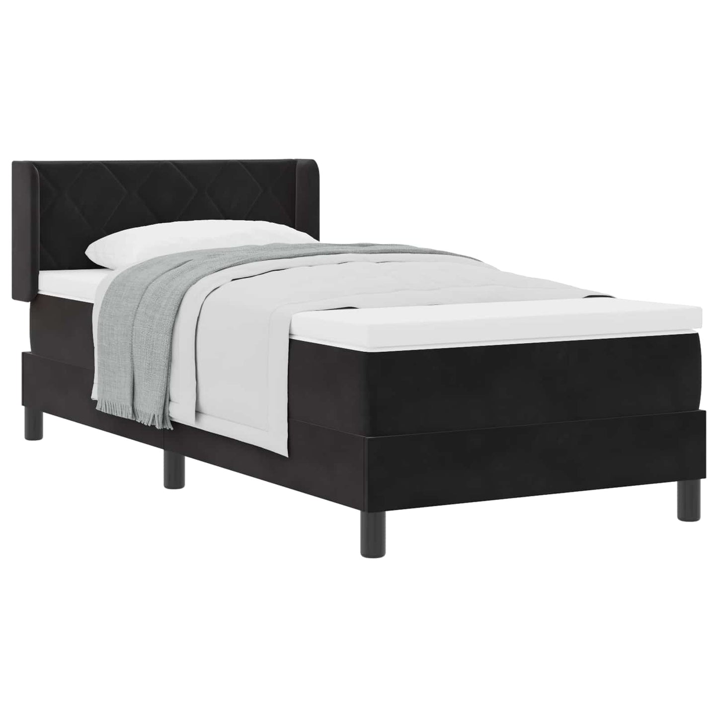 Letto a molle con materasso Nero 200 x 100 cm Poliestere
