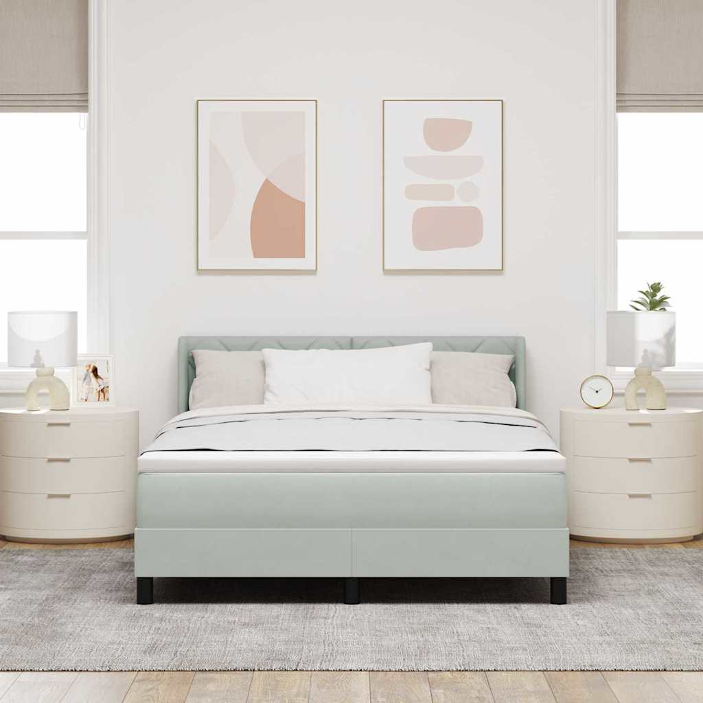 Letto a molle Grigio chiaro 190 x 140 cm Poliestere